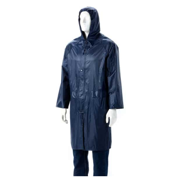 Dromex Navy Blue Knee - length Rubberised Raincoat