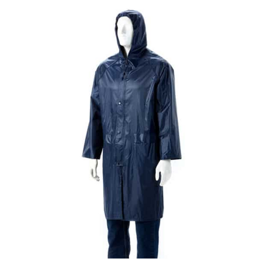 Dromex Navy Blue Knee - length Rubberised Raincoat