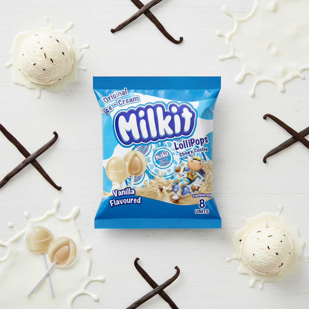 Milkit Original Ice-Cream Lollipops - Creamy Milky Vanilla (48ct Bulk Bag)