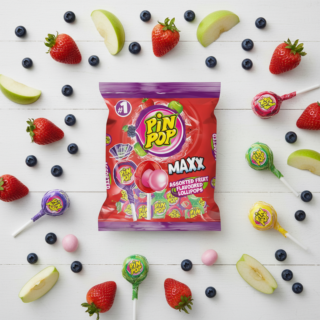 Pin Pop Maxx Assorted Lollipops 48’s