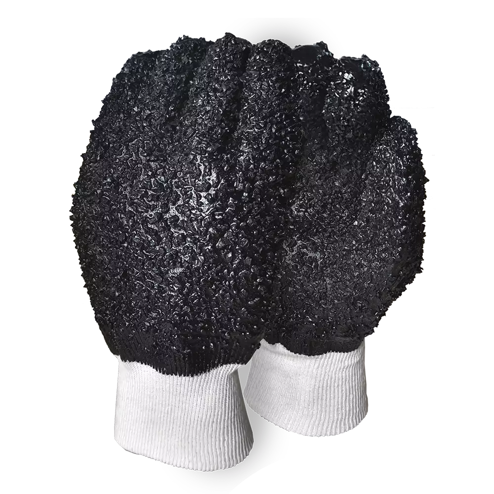 Black Chip PVC Glove Knit Wrist