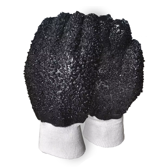 Black Chip PVC Glove Knit Wrist