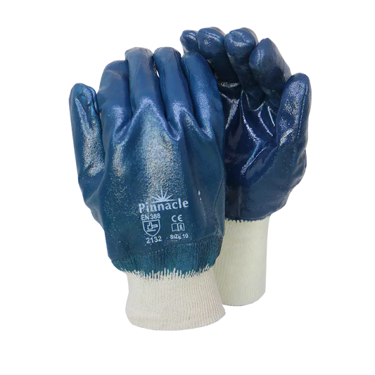 Blue Nitrile Glove Knit Wrist Size 10