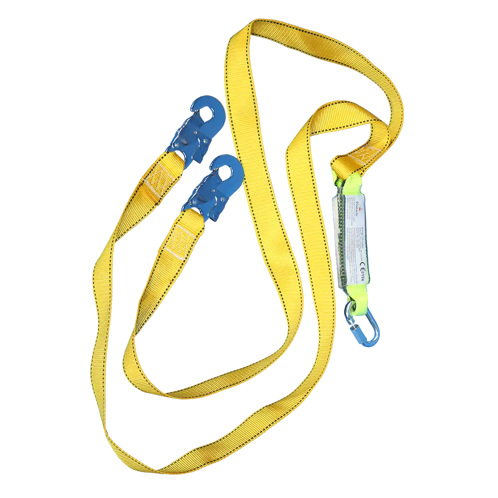 Double lanyard with shock absorbor & snap hook