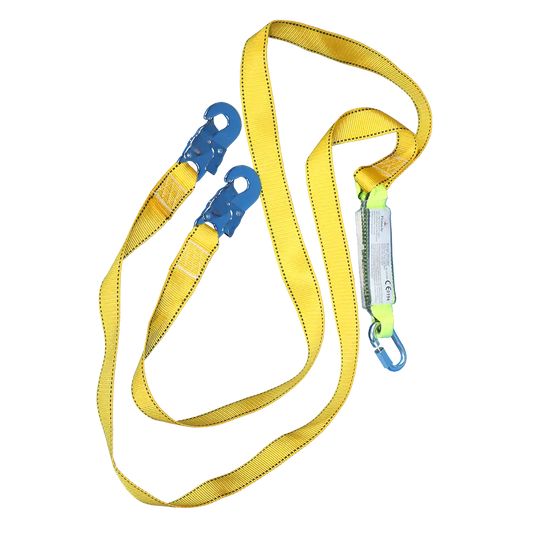 Double lanyard with shock absorbor & snap hook