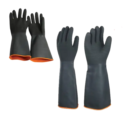 Black Industrial Latex Glove Rough Palm 55cm