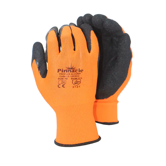 Proflex Allgrip 13g Orange Nylon Shell, Latex Micro Foam, Sandy Palm Coat Glove