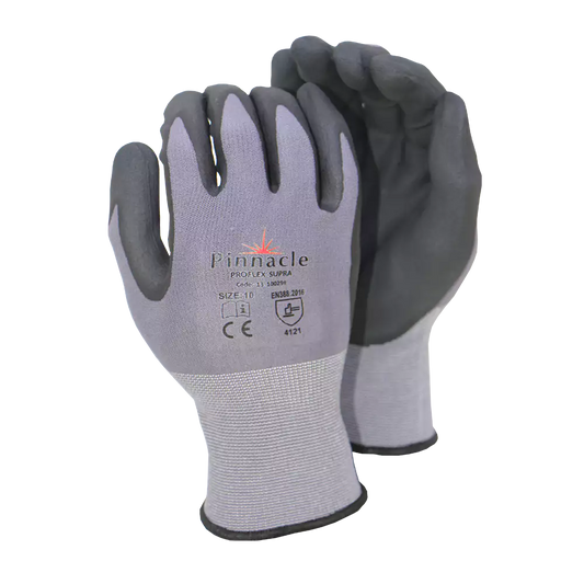 Proflex Supra 15g Grey Nylon/spandex Shell, Micro Foam Nitrile, Sandy Palm Coat Glove