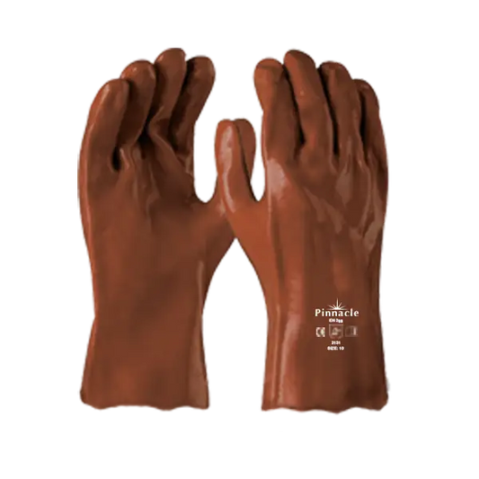 PVC Brown Heavy Duty Glove 27cm Smooth Palm