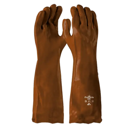 PVC Brown Heavy Duty Glove 40cm Smooth Palm
