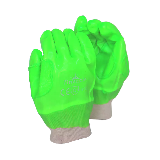 Lime Green PVC Glove Knit Wrist, Reinforced