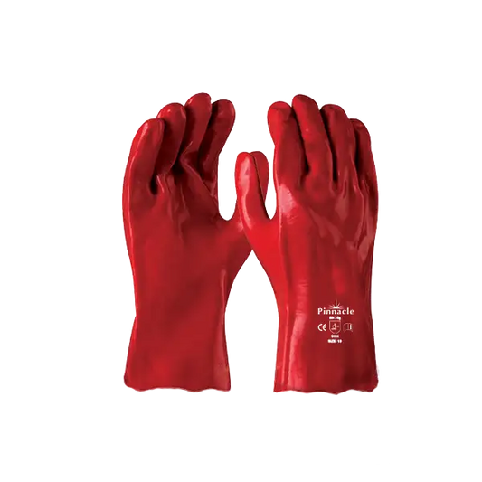 PVC Red Glove Open Cuff 27cm