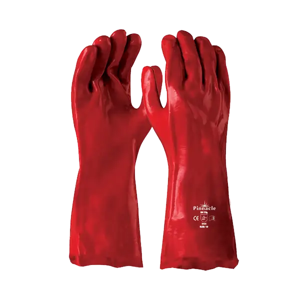 PVC Red Glove Open Cuff 35cm