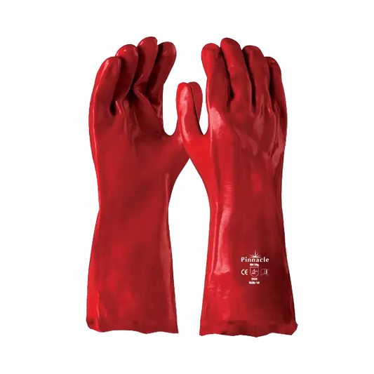 PVC Red Glove Open Cuff 35cm
