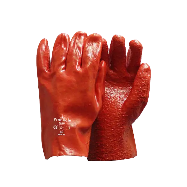 PVC Red Rough Palm Heavy Duty Glove, Open Cuff 27cm
