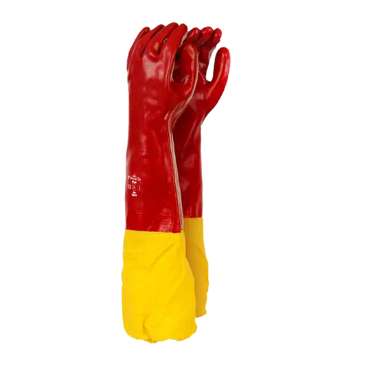 PVC Red Smooth Shoulder Glove (yellow Elasticated Attachment)