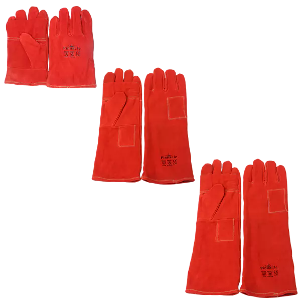 Red Heat Resistant Apron Palm Welding Glove, Kevlar Stitch, Elbow Length 8"