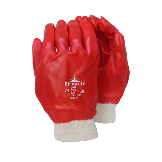 PVC Red Glove Knit Wrist