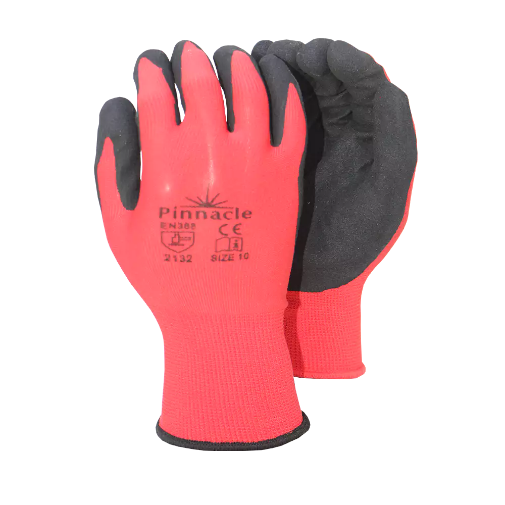 Sp - flex Hd 13g Red Nylon Shell, Black Nitrile, Sandy Palm Coat Glove