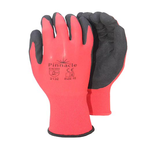 Sp - flex Hd 13g Red Nylon Shell, Black Nitrile, Sandy Palm Coat Glove