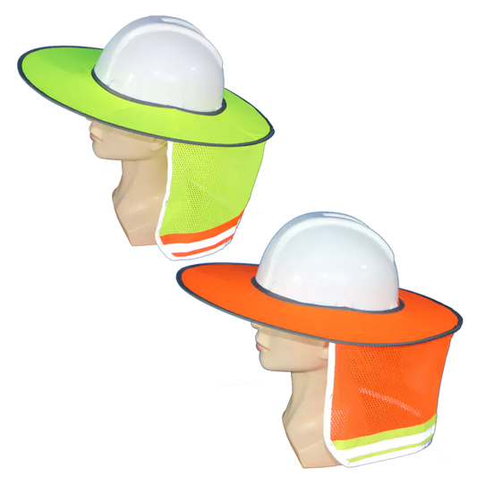 Lime Sun Protector For Hard Hat With Reflective