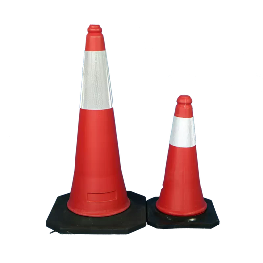 Pinnacle Traffic Cone Black Rubber Stand With Reflective Tape 750mm
