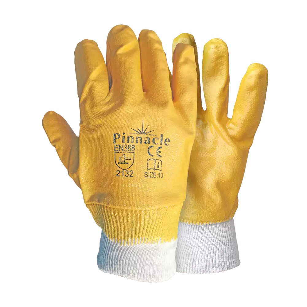 Yellow Nitrile Glove Knit Wrist Size 10