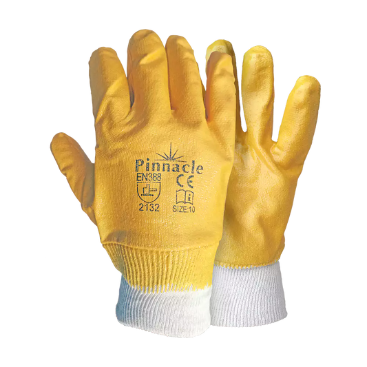 Yellow Nitrile Glove Knit Wrist Size 10