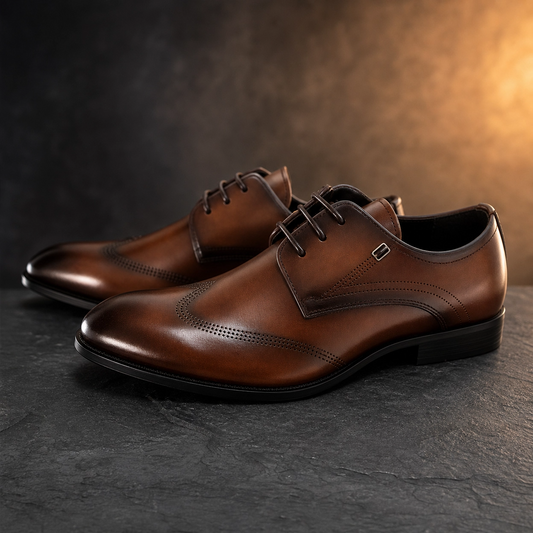 Heritage Men's Wingtip Derby Shoes with Metal Accent