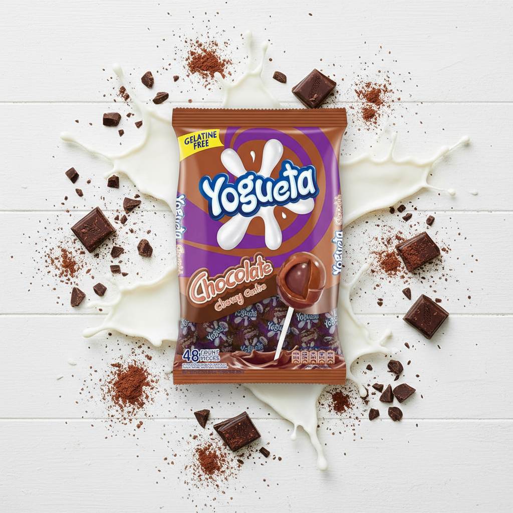 Yogueta Chocolate Lollipops - Creamy Cocoa Flavour (48ct Bulk Bag)