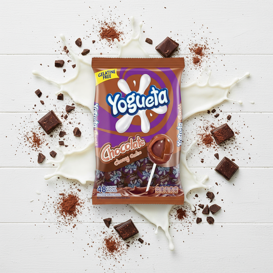Yogueta Chocolate Lollipops - Creamy Cocoa Flavour (48ct Bulk Bag)